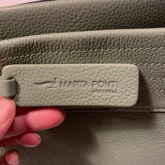 Marta Ponti Portugal Sage Green Leather Satchel NWOT - Picture 4 of 10